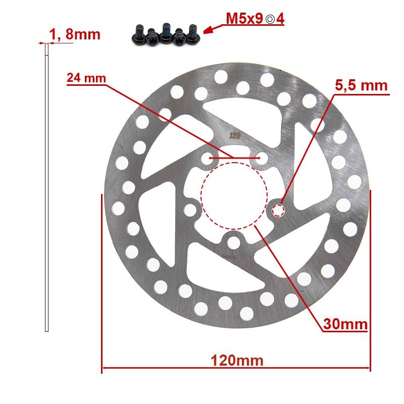 Disco de freno 120mm 5H plata para Xiaomi M365, Essential, 1S, Pro/2 - Imagen 3
