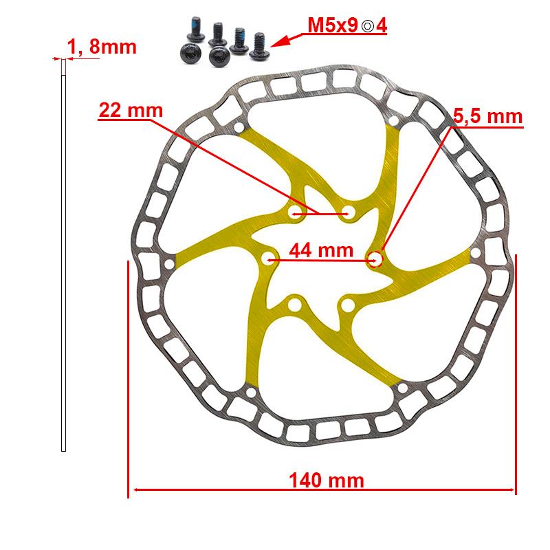 Disco de freno EWD001 140mm 6H amarillo - Imagen 3